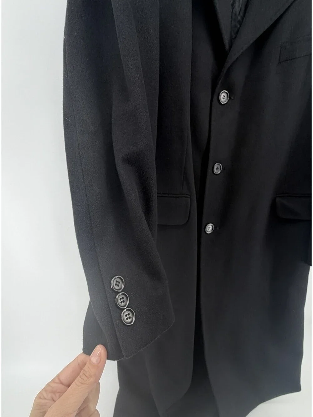 Via dei Giubbi Milano 100% Cashmere Overcoat Men’s Black Made in Italy